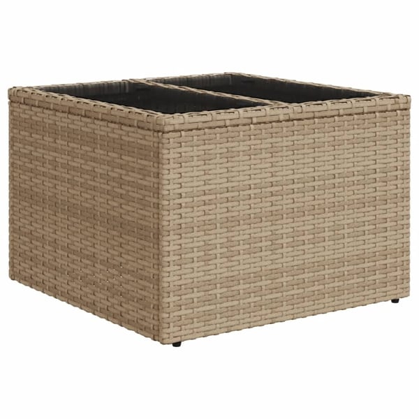 vidaXL Hagebord med glassplate beige 55x55x37 cm polyrotting