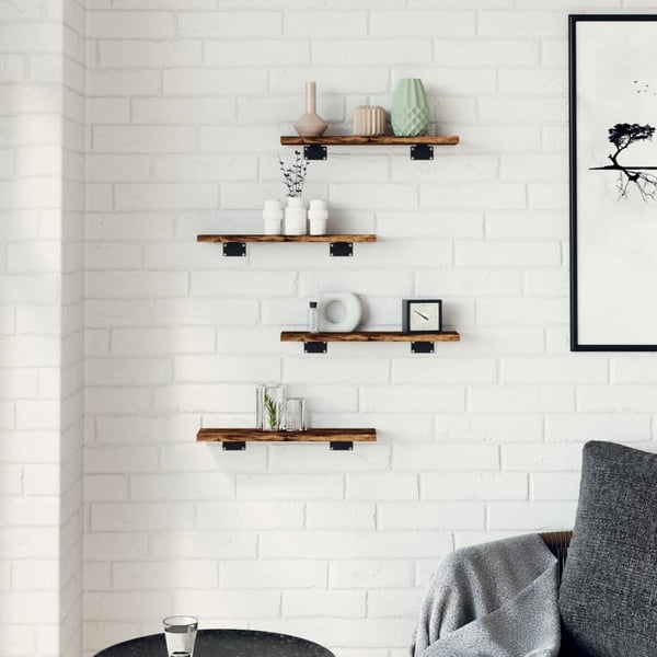 vidaXL væghylder 4 stk. 40x10x1,5 cm konstrueret træ røget egetræ
