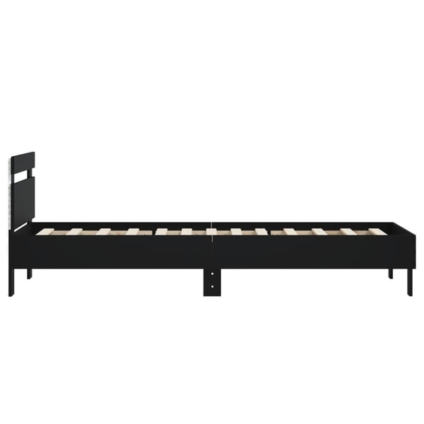vidaXL Sengeramme med hodegavl og LED-lys svart 75x190 cm