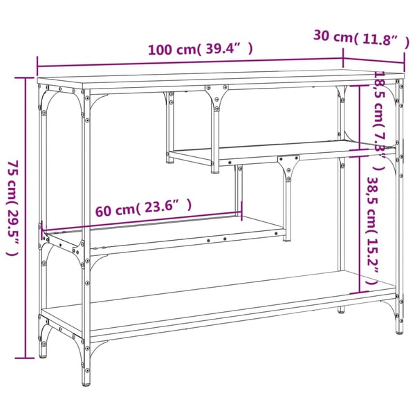 vidaXL konsolbord 100x30x75 cm konstrueret træ sonoma-eg