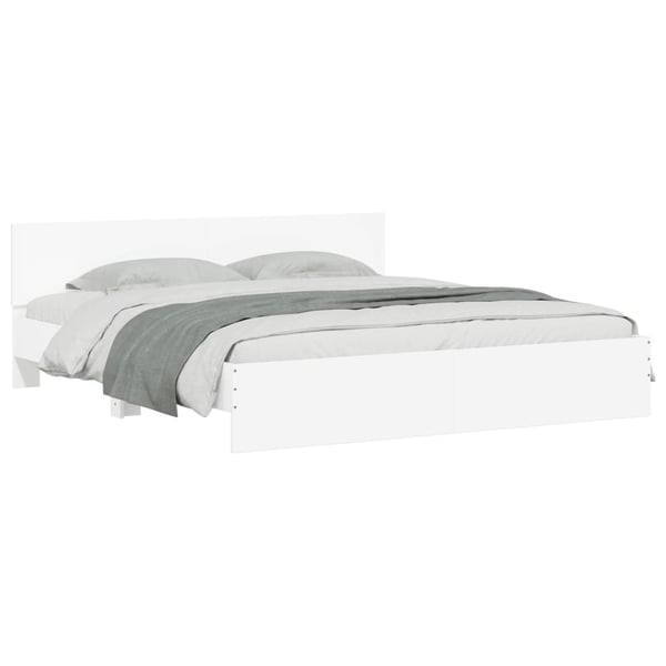 vidaXL Sengeramme med hodegavl og LED hvit 180x200 cm