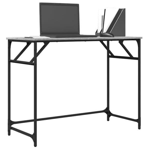 vidaXL Bord grå sonoma 100x45x76 cm konstruert tre pulverlakkert stål