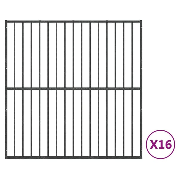 vidaXL hundegård 16 paneler galvaniseret stål sort