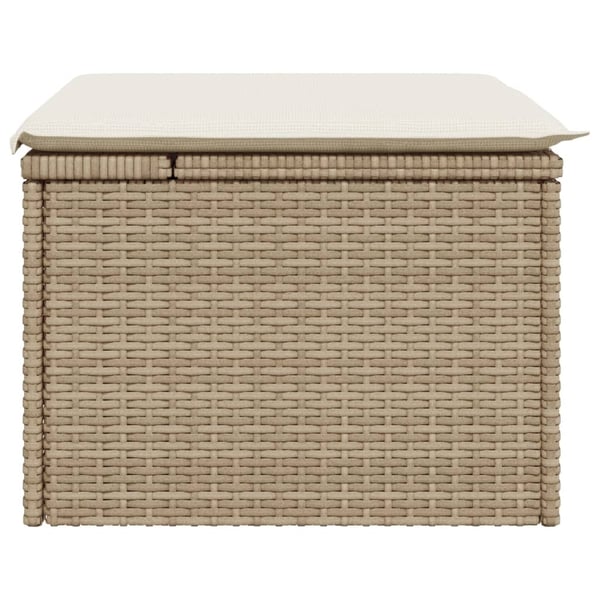 vidaXL haveskammel med hynde 55x55x37 cm polyrattan beige