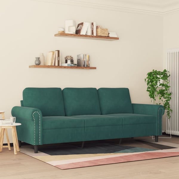 vidaXL 3-sitssoffa mörkgrön 180 cm sammet