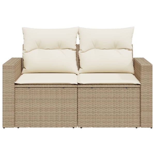vidaXL 2-personers havesofa med hynder polyrattan beige
