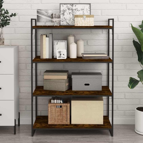 vidaXL væghylder 4 stk. 80x30x1,5 cm konstrueret træ røget egetræ