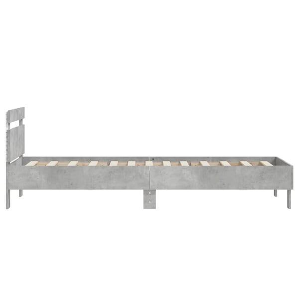 vidaXL Sengeramme med hodegavl og LED-lys betonggrå 90x200 cm
