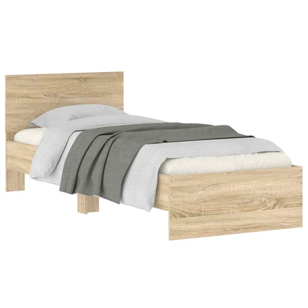 vidaXL Sengeramme uten madrass med hodegavl sonoma eik 75x190 cm