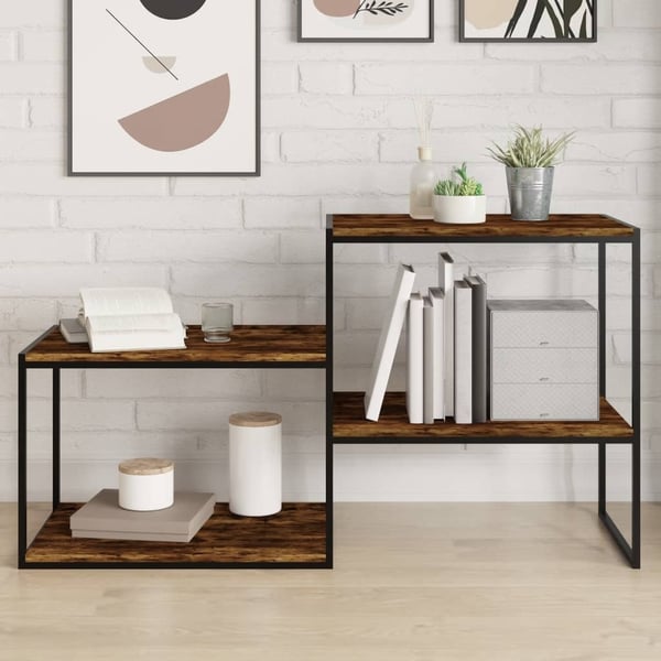 vidaXL væghylder 4 stk. 60x40x1,5 cm konstrueret træ røget egetræ