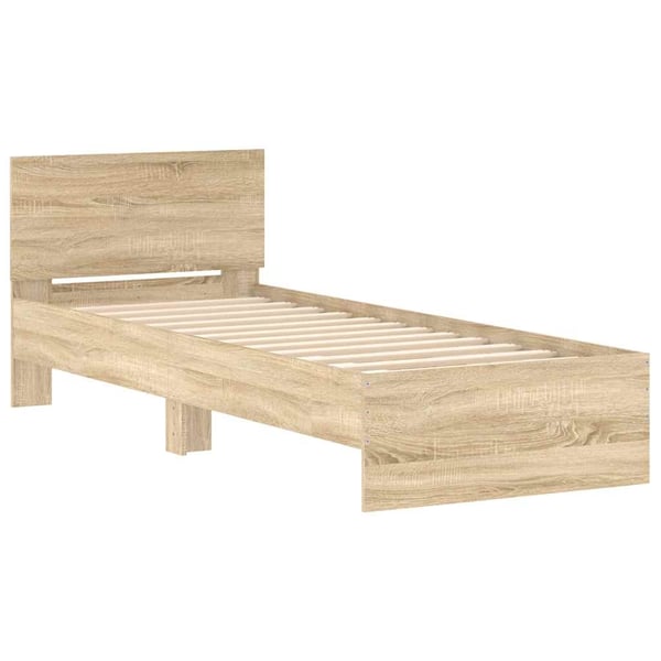 vidaXL Sengeramme uten madrass med hodegavl sonoma eik 90x200 cm