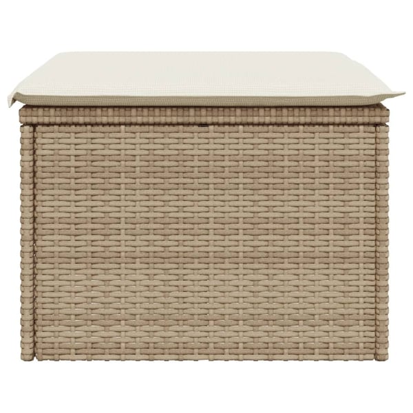 vidaXL haveskammel med hynde 55x55x37 cm polyrattan beige