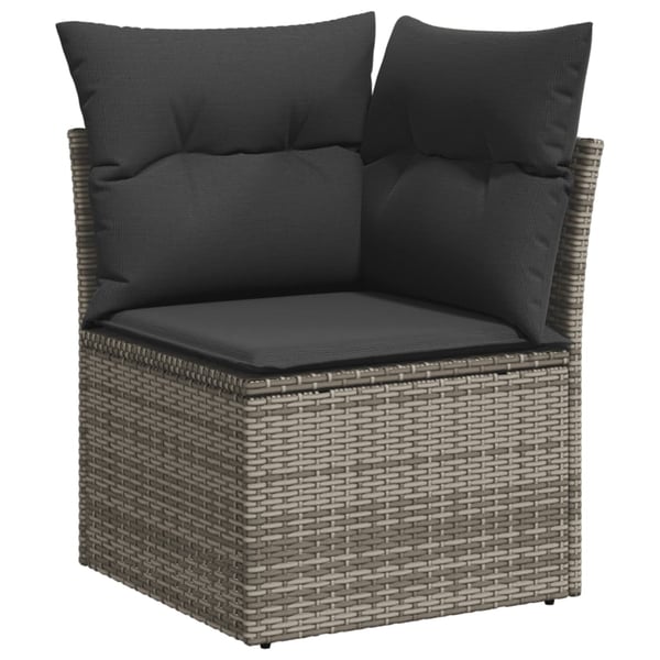 vidaXL hjørnemodul til havesofa med hynder polyrattan grå