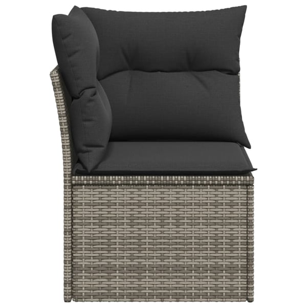 vidaXL hjørnemodul til havesofa med hynder polyrattan grå