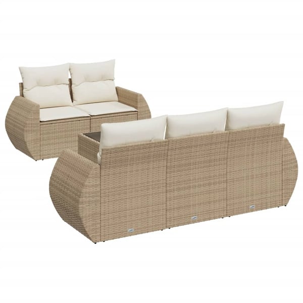 vidaXL sofasæt til haven 6 dele med hynder polyrattan beige