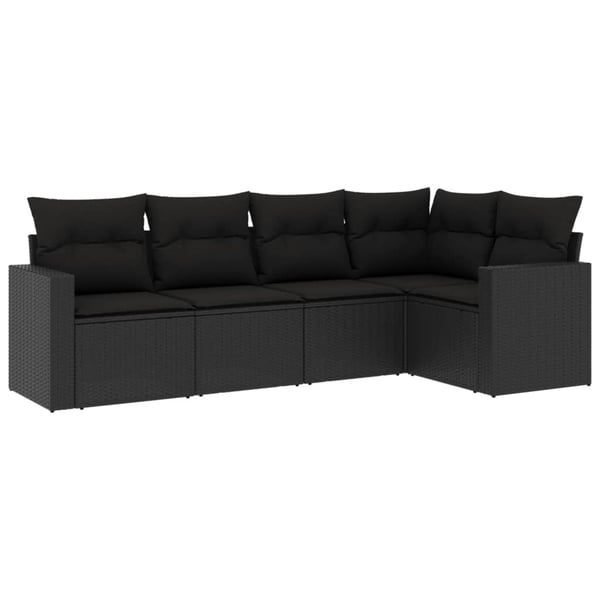 vidaXL sofasæt til haven 5 dele med hynder polyrattan sort