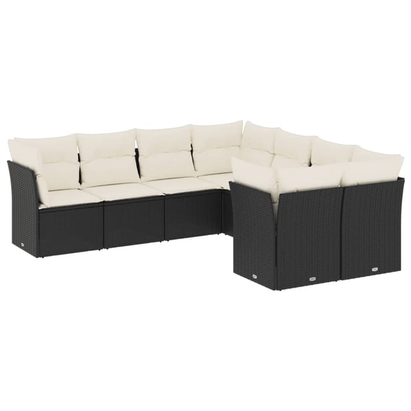 vidaXL sofasæt til haven 8 dele med hynder polyrattan sort