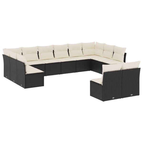 vidaXL Loungegrupp med dynor 12 delar svart konstrotting