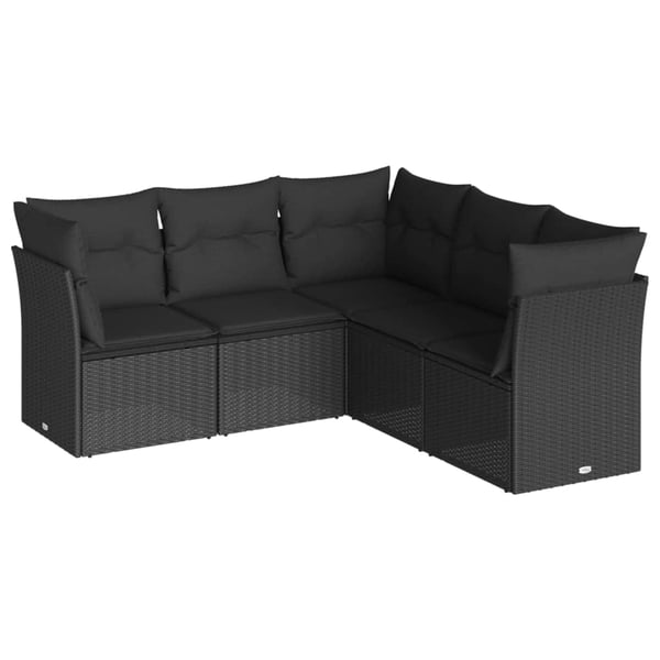 vidaXL sofasæt til haven 5 dele med hynder polyrattan sort