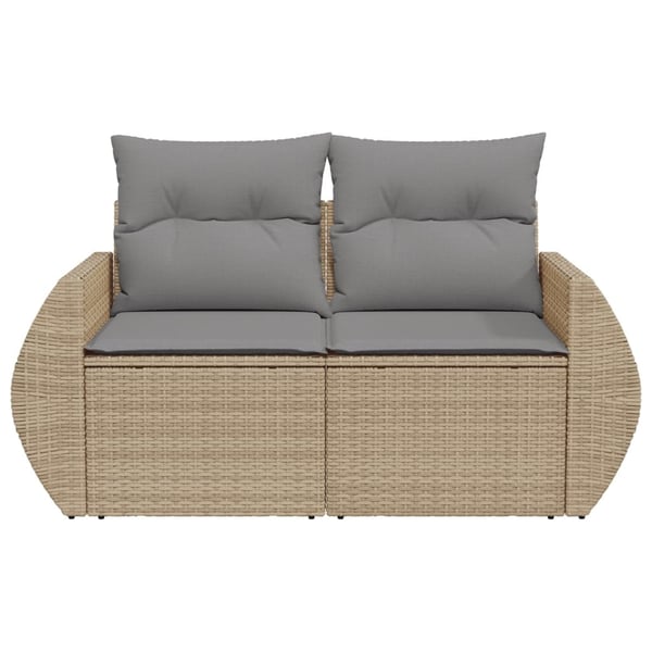 vidaXL 2-personers havesofa med hynder polyrattan beige