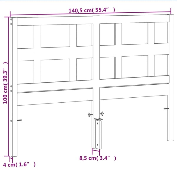 vidaXL Hodegavl voksbrun 135 cm heltre furu