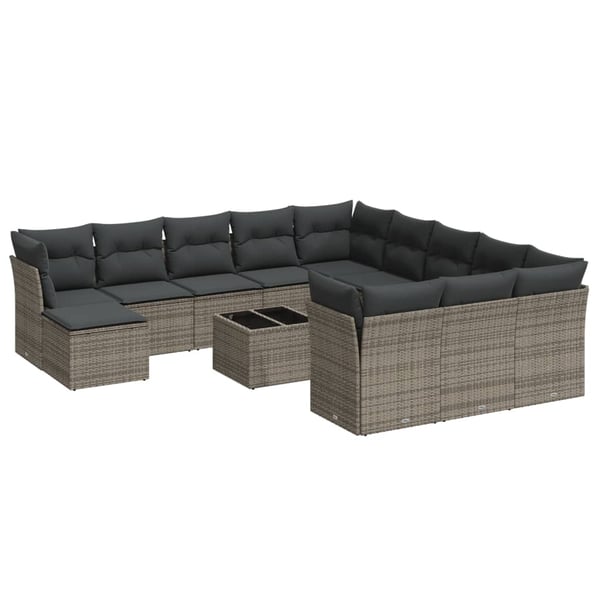 vidaXL sofasæt til haven 13 dele med hynder polyrattan grå