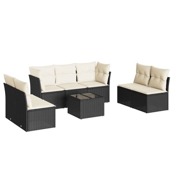 vidaXL sofasæt til haven 8 dele med hynder polyrattan sort
