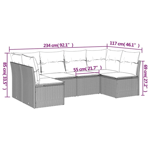 vidaXL Loungegrupp med dynor 6 delar svart konstrotting