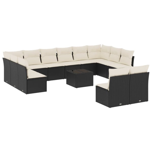 vidaXL sofasæt til haven 13 dele med hynder polyrattan sort