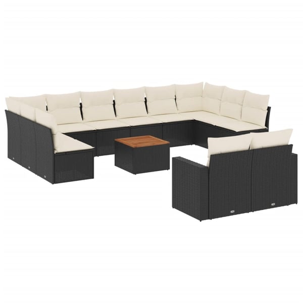 vidaXL sofasæt til haven 13 dele med hynder polyrattan sort