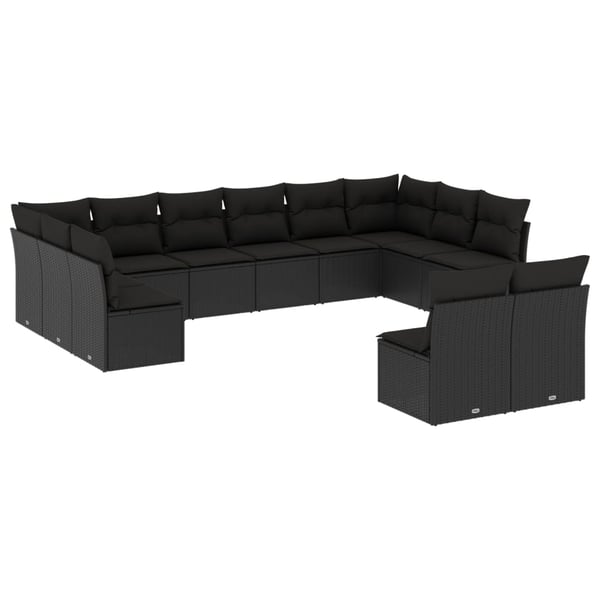 vidaXL sofasæt til haven 12 dele med hynder polyrattan sort