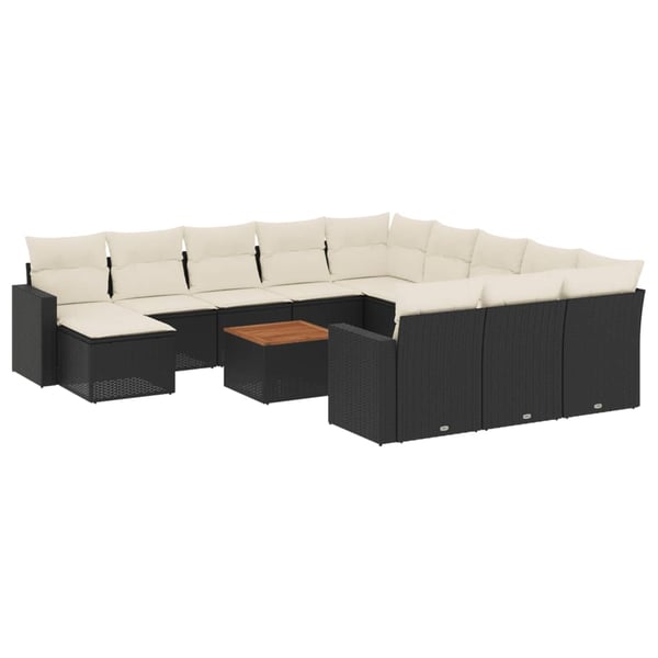 vidaXL sofasæt til haven 13 dele med hynder polyrattan sort