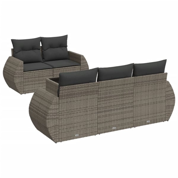 vidaXL sofasæt til haven 6 dele med hynder polyrattan grå