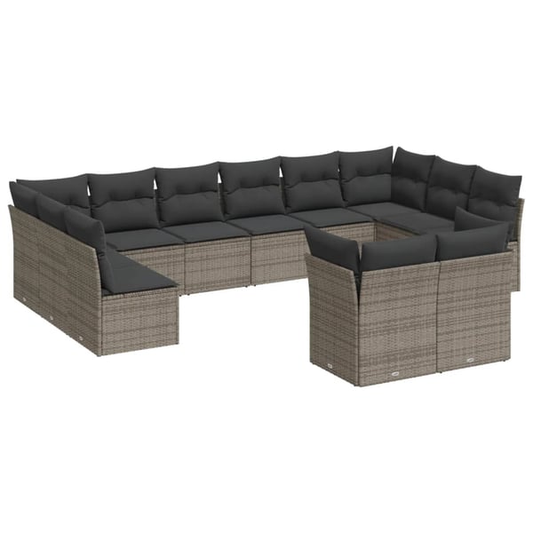 vidaXL sofasæt til haven 12 dele med hynder polyrattan grå
