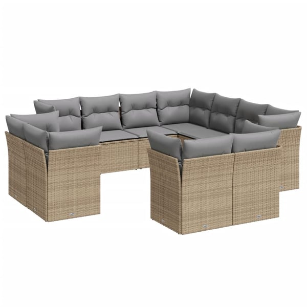vidaXL sofasæt til haven 11 dele med hynder polyrattan beige
