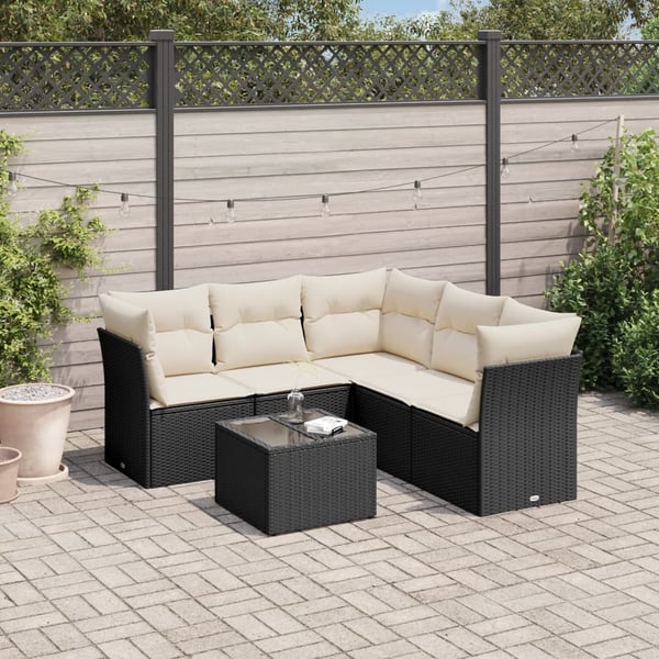 vidaXL Loungegrupp med dynor 6 delar svart konstrotting