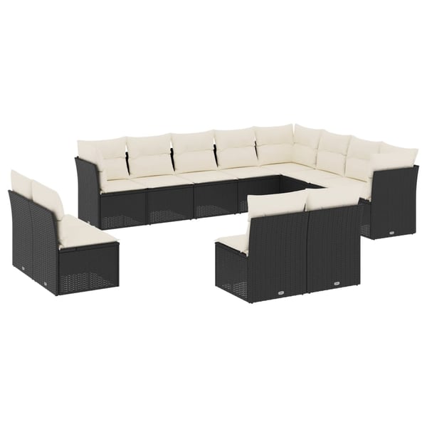 vidaXL Loungegrupp med dynor 12 delar svart konstrotting