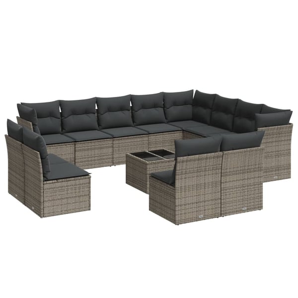 vidaXL sofasæt til haven 13 dele med hynder polyrattan grå