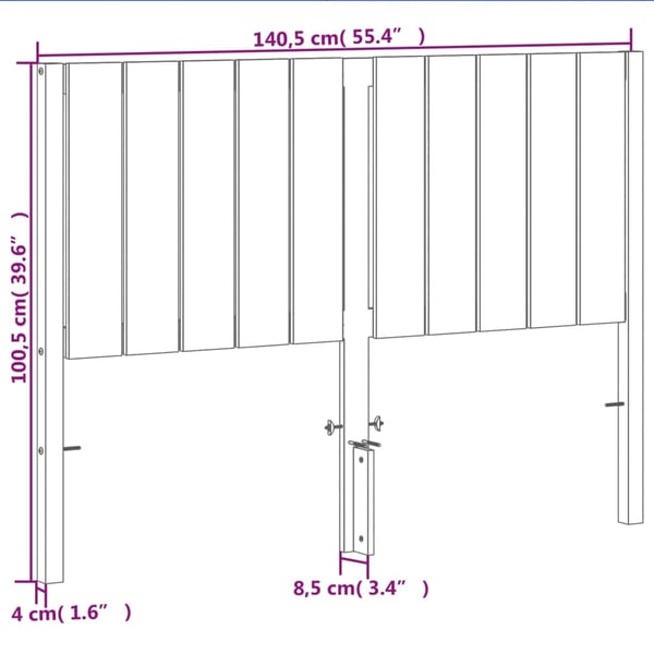 vidaXL Hodegavl voksbrun 135 cm heltre furu