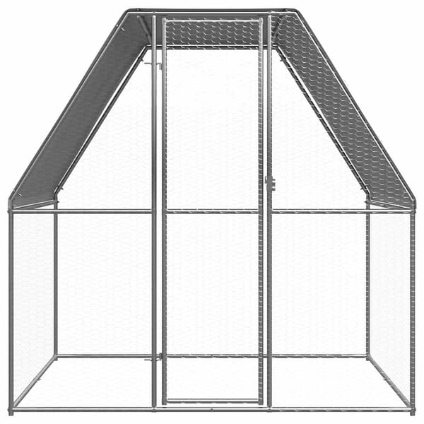 vidaXL Kanahäkki hopea ja harmaa 2x2x2 m galvanoitu teräs