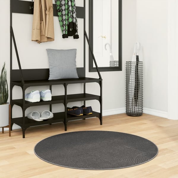 vidaXL Rug IZA kort luv skandinavisk utseende antrasitt Ø 100 cm
