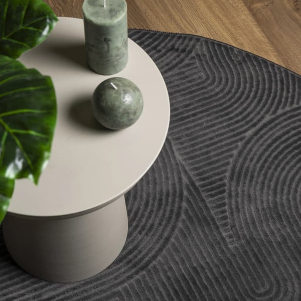 vidaXL Rug IZA kort luv skandinavisk utseende antrasitt Ø 100 cm