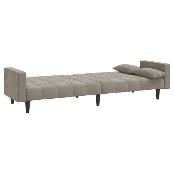 vidaXL Bäddsoffa 2-sits med två kuddar ljusgrå sammet