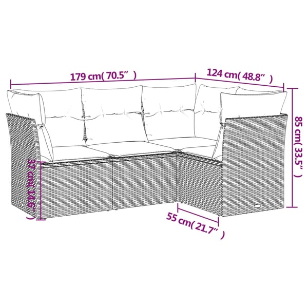 vidaXL sofasæt til haven 4 dele med hynder polyrattan beige