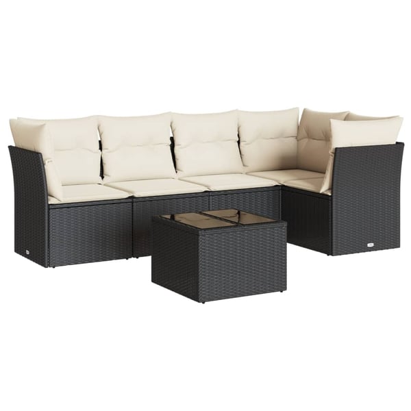 vidaXL Loungegrupp med dynor 6 delar svart konstrotting