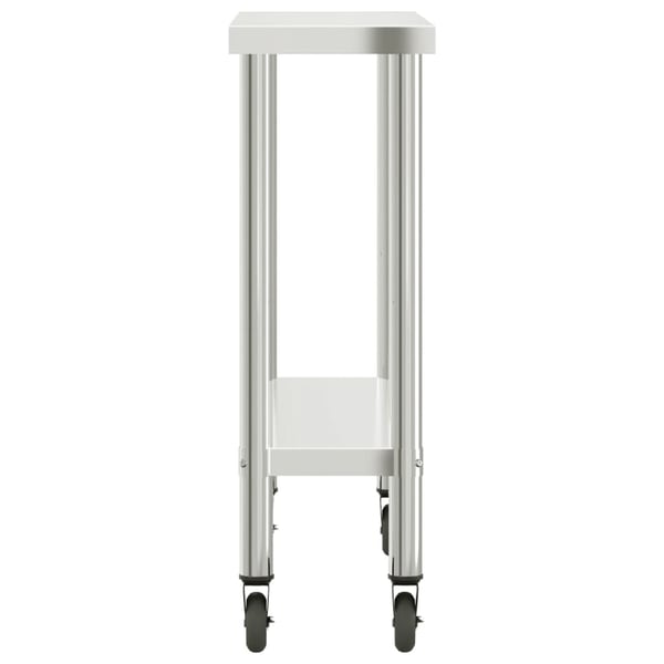 vidaXL Kjøkkenbenk med hjul 110x30x85 cm rustfritt stål
