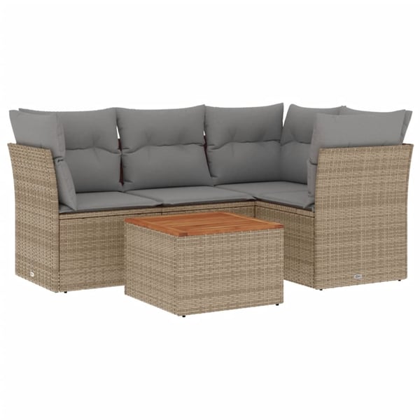 vidaXL sofasæt til haven 5 dele med hynder polyrattan beige