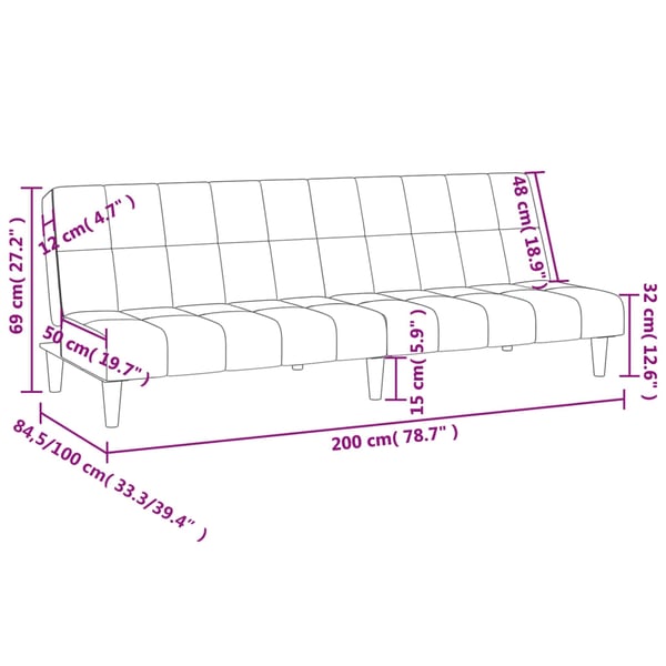 vidaXL 2-personers sovesofa stof sort