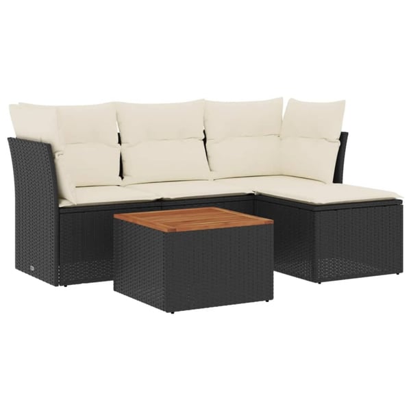 vidaXL sofasæt til haven 5 dele med hynder polyrattan sort