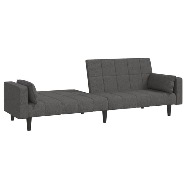 vidaXL Bäddsoffa 2-sits med två kuddar mörkgrå tyg